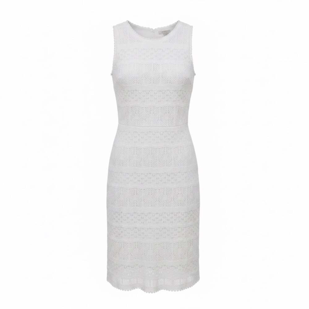 Chelsea 28 Sleeveless White Open-Knit Crochet Midi Dress Large